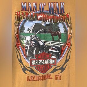 Harley Davidson Long Sleeve Shirt Yellow Man O War Race Horse Lexington Kentucky